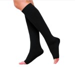 Чулки компрессионные кругловязаные, р. 3 ЧККВ ЦК до колена 3 класс компрессии с открытым мыском пара черные